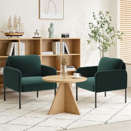Fauteuil Fixe En Tissu Avec Pieds En Métal Fin, Vert