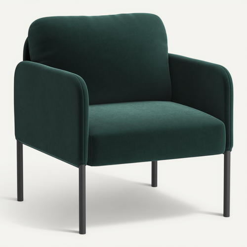 Fauteuil Fixe En Tissu Avec Pieds En Métal Fin, Vert