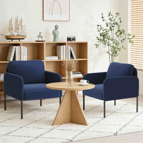 Fauteuil Fixe En Tissu Avec Pieds En Métal Fin, Bleu