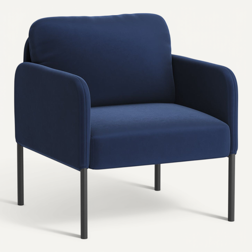 Fauteuil Fixe En Tissu Avec Pieds En Métal Fin, Bleu