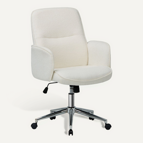 Chaise De Bureau Ergonomique à Dossier Haut En Forme De Coquille, Hauteur Réglable,beige