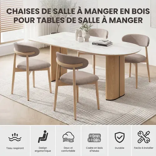 Lot De 2 Chaises En Bois Massif, Style Nordique, Pour Salle à Manger Et Cuisine, Marron