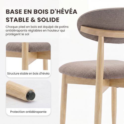 Lot De 2 Chaises En Bois Massif, Style Nordique, Pour Salle à Manger Et Cuisine, Marron