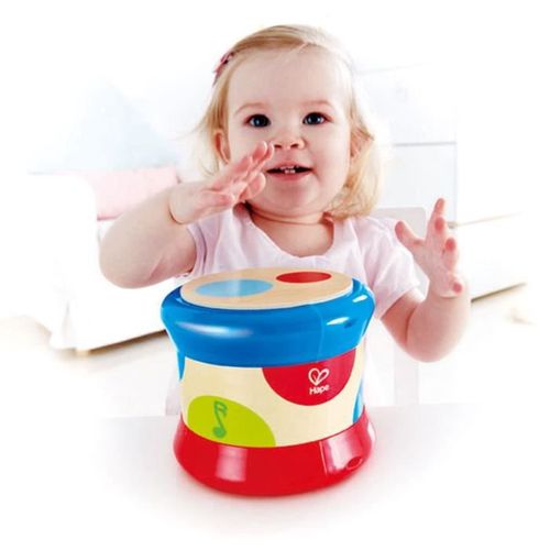Tambour Arc En Ciel Bébé - Jouet Bébé 6-12 Mois Tournant En Bois Avec Miroir Et Cloche - Jouets Éducatifs