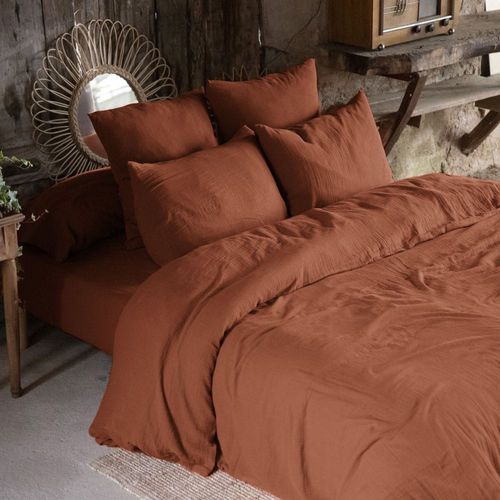 Housse De Couette 240x260 Gaze De Coton Terracotta
