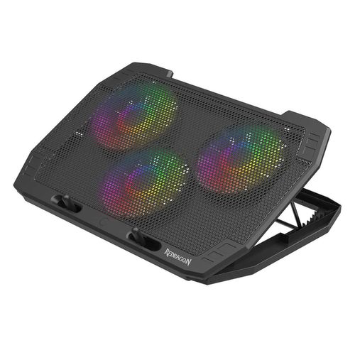 Support Ventilé (gcp511) Ingrid Pour Ordinateur Jusqu'à 17" - Retroéclairage Rgb - 3 Ventilateurs