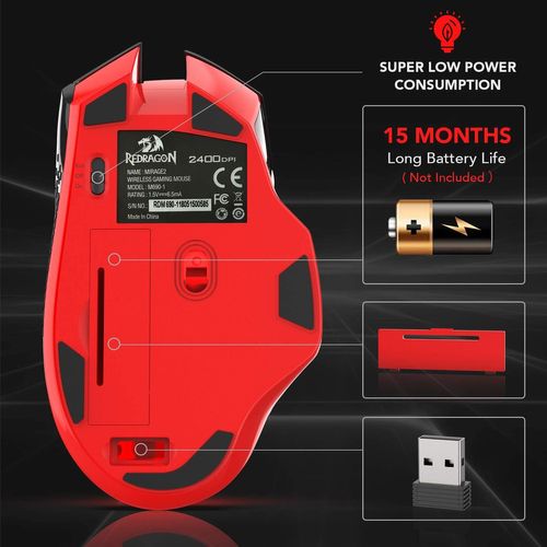 Souris Gamer Mirage (m690) Sans Fil / Wireless 7 Boutons, 4800 Dpi, Optique, Recepteur Usb