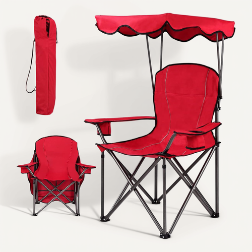 Chaise De Camping Avec Parasol, Chaise De Plage Pliante Avec Porte-gobelet, Accoudoir Rembourré