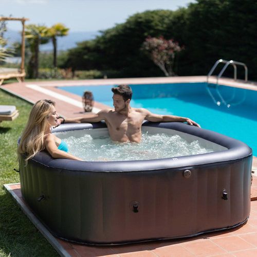 Spa Gonflable Carré Hydrojets 6 Places Otium Gris Pvc Armé 185x185cm