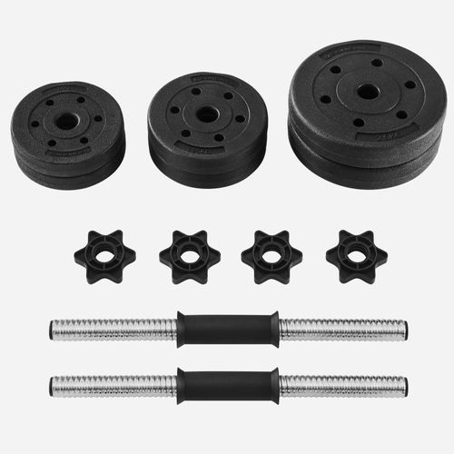 Lot De 2 Haltères Courts 12 Disques Poids Ajustables Jusqu’à 20 Kg Revêtement Plastique