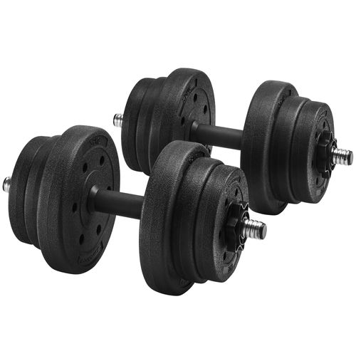 Lot De 2 Haltères Courts 12 Disques Poids Ajustables Jusqu’à 20 Kg Revêtement Plastique