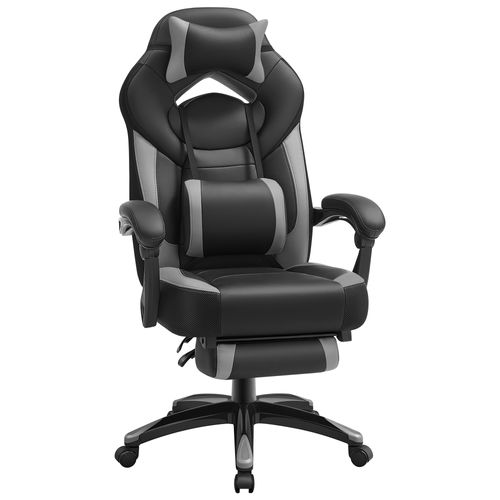 Fauteuil Gamer Ergonomique, Capacité De Charge 150 Kg, Gris Et Noir