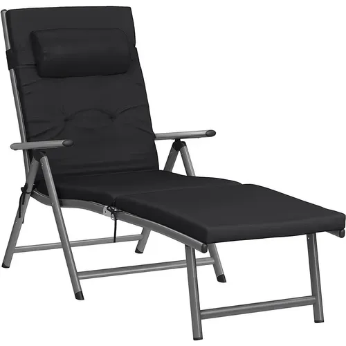 Bain De Soleil Avec Matelas D’un Épaisseur De 6 Cm, En Alu Anti-rouille, Charge Max 150 Kg, Noir