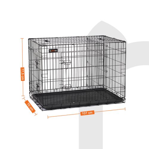 Cage Pour Chien, Avec 2 Portes, 107 X 70 X 77,5 Cm, Noir