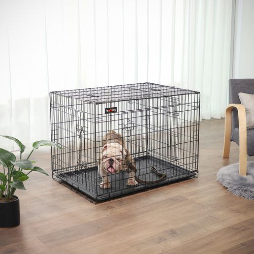 Cage Pour Chien, Avec 2 Portes, 107 X 70 X 77,5 Cm, Noir