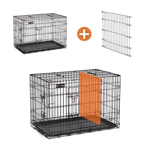 Cage Pour Chien, Avec 2 Portes, 107 X 70 X 77,5 Cm, Noir