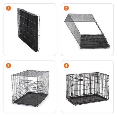 Cage Pour Chien, Avec 2 Portes, 107 X 70 X 77,5 Cm, Noir