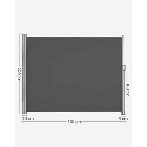 2 X 3 M (h X L), Store Latéral, Brise-vue Rétractable, Paravent, Gris