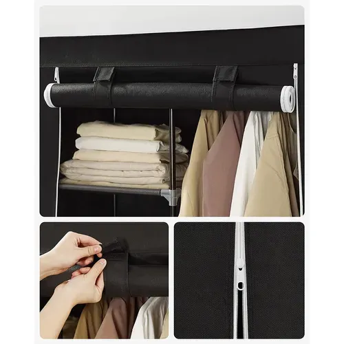 Armoire En Tissu Non-tissé, Avec 2 Tringles, 6 Étagères, Design Personnalisable