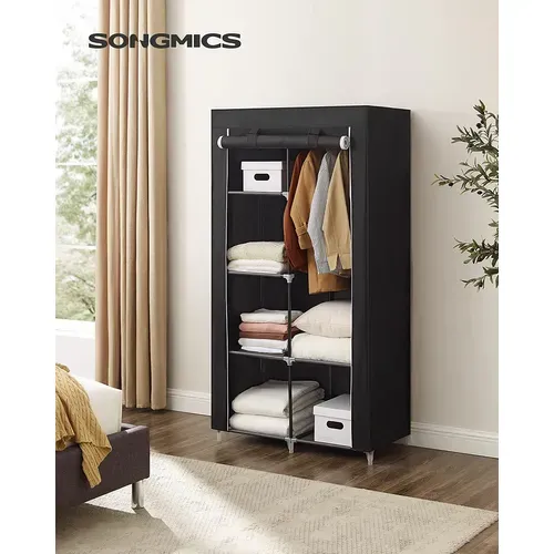 Armoire En Tissu Non-tissé, Avec 2 Tringles, 6 Étagères, Design Personnalisable