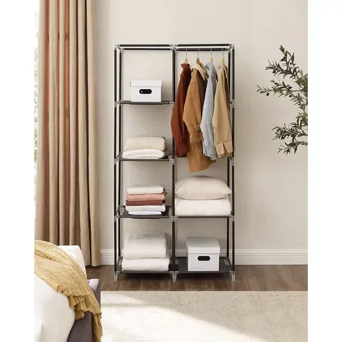 Armoire En Tissu Non-tissé, Avec 2 Tringles, 6 Étagères, Design Personnalisable