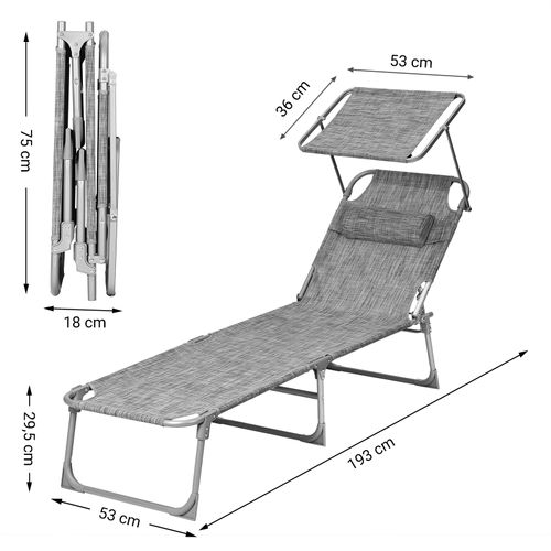 Transat De Relaxation, Avec Appui-tête, Dossier Et Parasol Inclinable