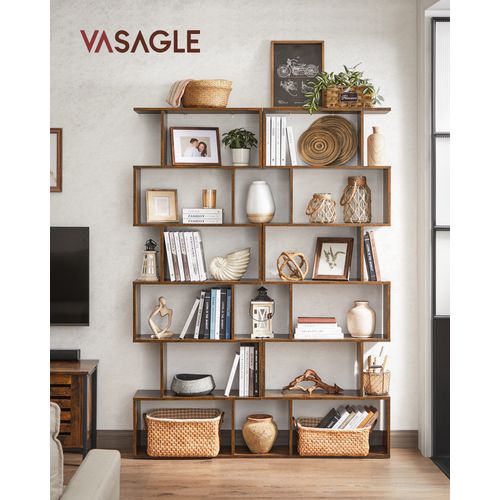 Étagère à 6niveaux, Bibliothèque, Cloison Séparateur, Meuble De Rangement Brun Rustique