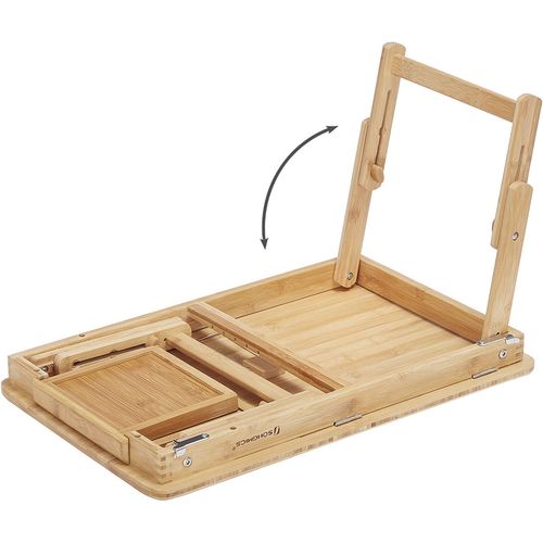 Table De Lit Pliable,plateau Snack Petit-déjeuner,en Bambou,hauteur Réglable,54,5 X 75 X 29cm