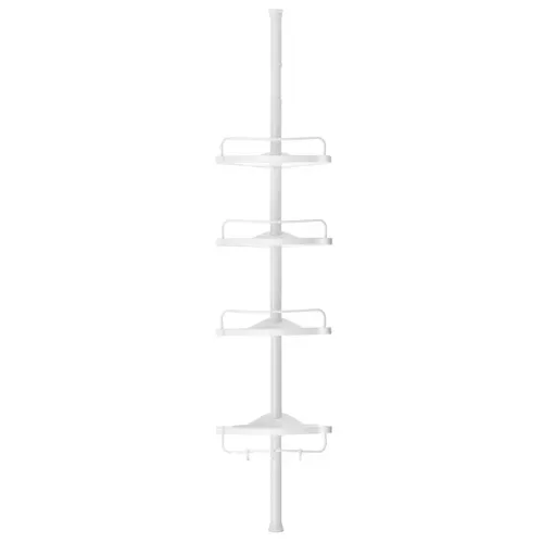 85-305 Cm Étagère De Douche Pour Salle De Bain Avec Tubes Télescopiques Et 4 Tablettes