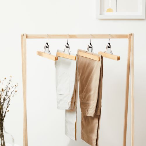 Ilauke Lot de 12 Cintres Pantalons Bois,Cintres-Pinces en Bois pour Ilauke Lot de 12 Cintres Pantalons Bois,Cintres-Pinces en Bois pour