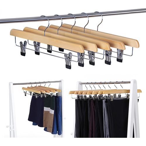 Cintres-pinces, Pour Pantalons Et Jupes, Lot De 8 En Bois Naturel, 35,5 Cm