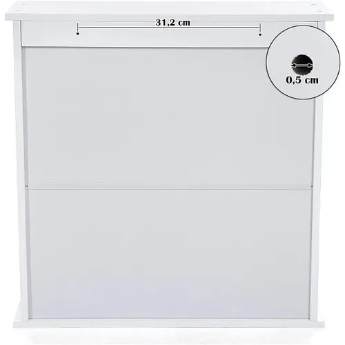 Armoire Murale Salle De Bain, Avec 2 Portes Et Miroirs, 56 X 13 X 58 Cm, Blanc