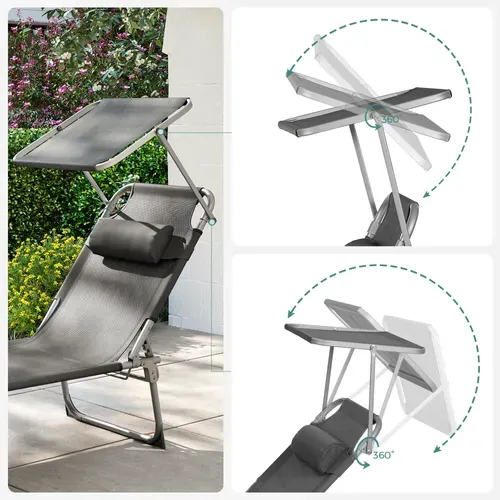 Transat De Relaxation, Avec Appui-tête, Dossier Et Parasol Inclinable