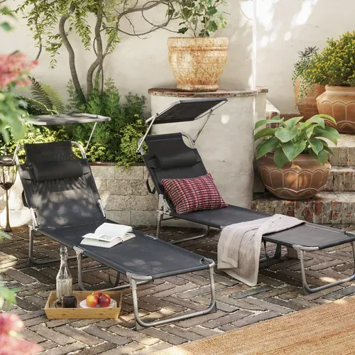 Transat De Relaxation, Avec Appui-tête, Dossier Et Parasol Inclinable