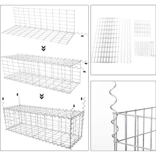 Lot De 10, Gabion Pour Pierre,cloture Gabion,100 X 30 X 30 Cm，argent