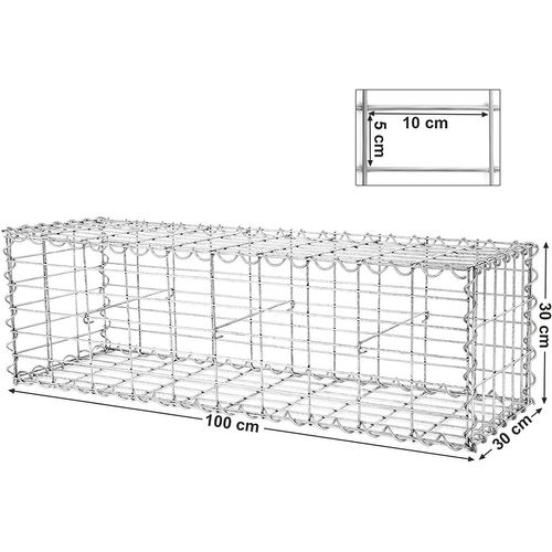 Lot De 10, Gabion Pour Pierre,cloture Gabion,100 X 30 X 30 Cm，argent