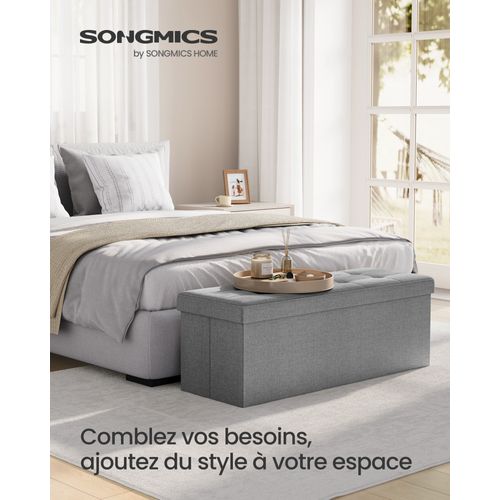 Banc Avec Espace De Rangement, Pliable, Capacité De Charge 300 Kg, 131 L, Gris Clair