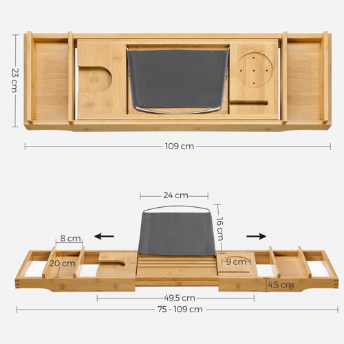 Pont De Baignoire Extensible Plateau De Baignoire En Bambou