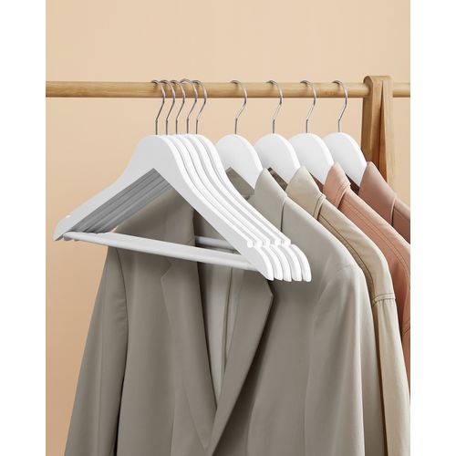 Songmics Cintre Bois, Lot De 20, Avec Encoches Antiglisse, Barre Antidérapante Pour Pantalons