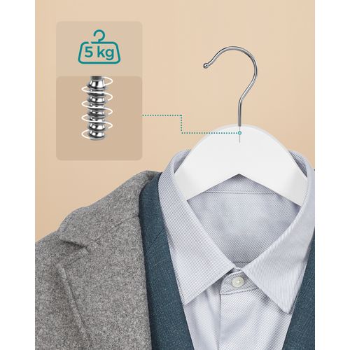 Songmics Cintre Bois, Lot De 20, Avec Encoches Antiglisse, Barre Antidérapante Pour Pantalons