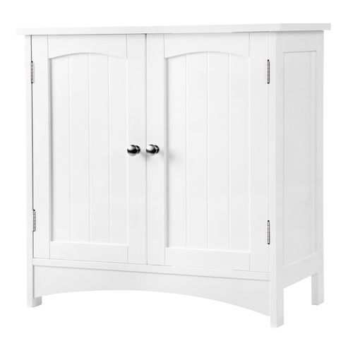 Meuble Sous Vasque Blanc Avec 2 Portes Et 1 étagère Réglable, 60 X 30 X 60 Cm