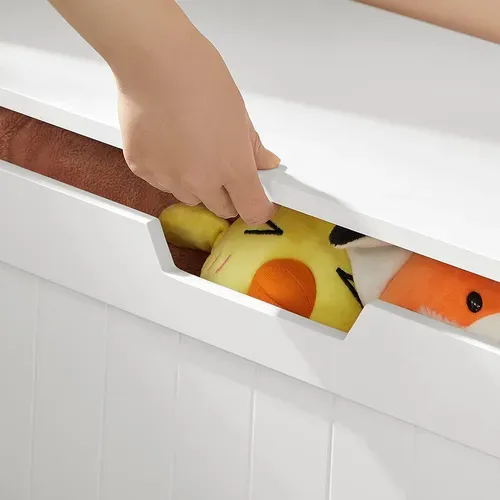 Coffre De Rangement, Avec 2 Charnières De Sécurité, 76 X 40 X 48 Cm, Blanc