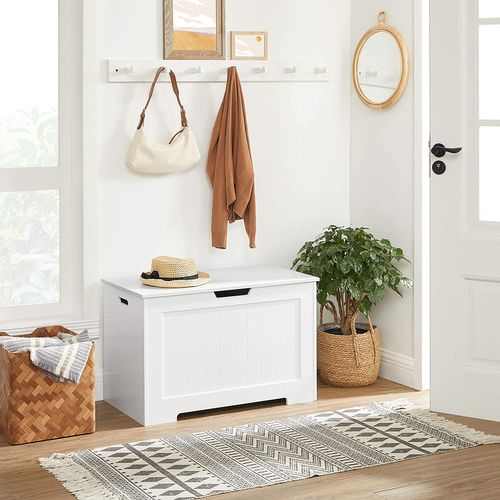 Coffre De Rangement, Avec 2 Charnières De Sécurité, 76 X 40 X 48 Cm, Blanc