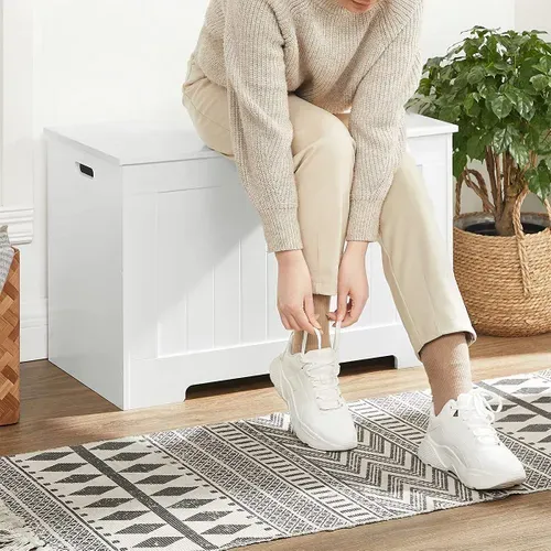 Coffre De Rangement, Avec 2 Charnières De Sécurité, 76 X 40 X 48 Cm, Blanc