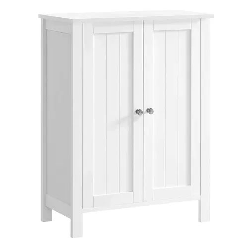 Armoire De Salle De Bain Avec 2 Portes Et 2 Étagères Réglables, 60 X 30 X 80 Cm, Blanc