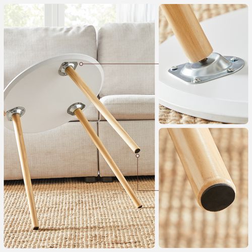 Bout De Canapé, Lot De 2, Moderne, Pour Salon, Balcon, Pieds En Bois De Pin, Blanc