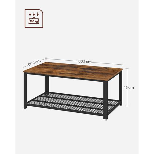 Table Basse Au Design Industriel, Pieds Réglables, Stable, Protection Du Sol, 106,2 X 45 X 60,2 Cm