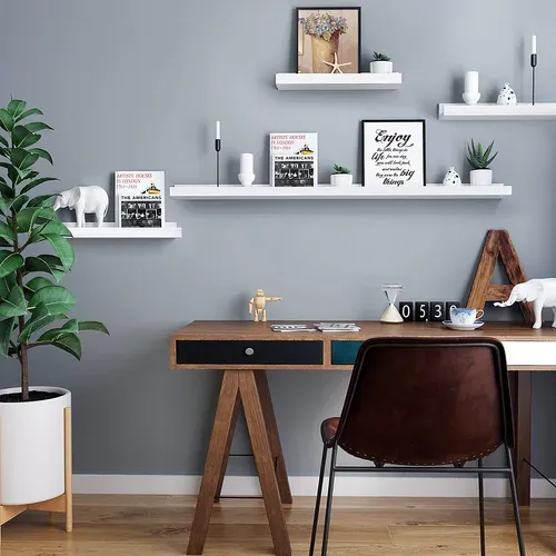 Lot De 3 étagères Murales, Avec Rebord Avant, Longueur 38 Cm, Blanc