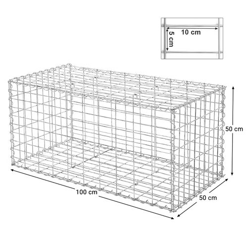 Gabion à Pierres, Acier Galvanisé Antirouille, 100 X 50 X 50 Cm, Décoration Jardin