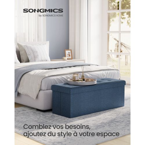 Bout De Lit Pliable,banc De Rangement,avec Couvercle,bleu Foncé
